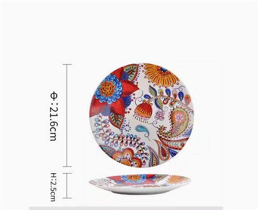 Underglaze Ceramic Tableware Bohemian Household Dishes LadyShow.Store