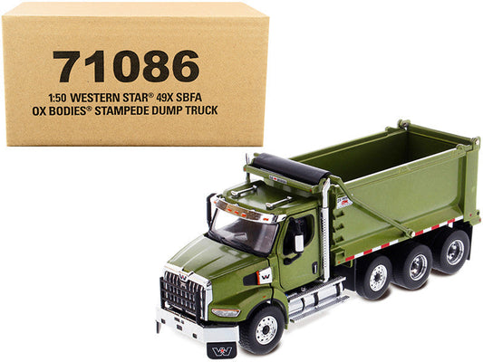 Western Star 49X SBFA OX Bodies Stampede Dump Truck Olive Green Metallic "Transport Series" 1/50 Diecast Model by Diecast Masters LuxuryLifeWay Online Store