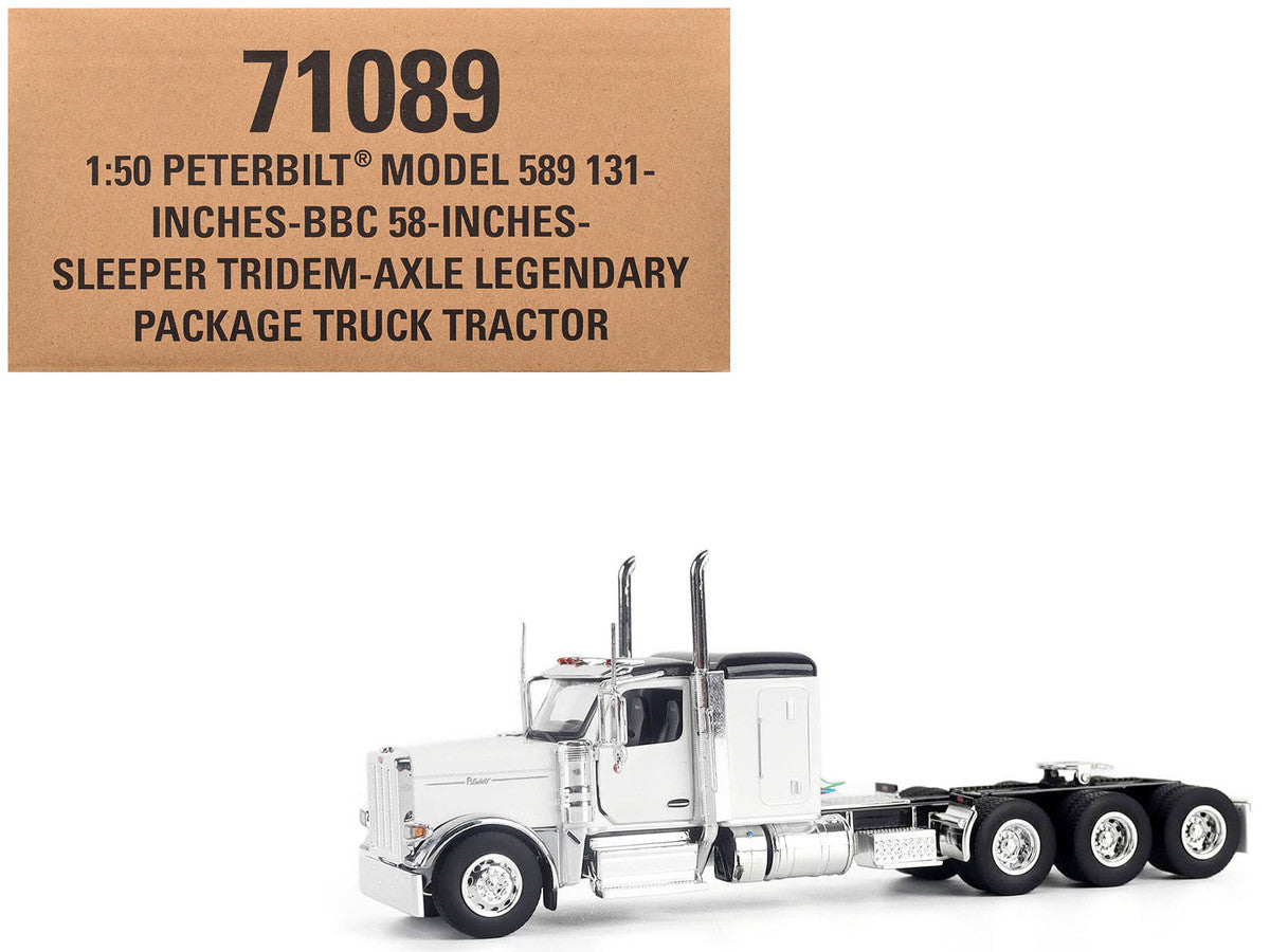 Peterbilt 589 Legendary Package Truck Tractor with 58" Sleeper White with Black Top "Transport Series" 1/50 Diecast Model by Diecast Masters LuxuryLifeWay Online Store