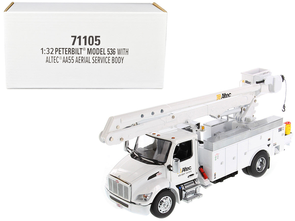 Peterbilt 536 Truck with Altec AA55 Aerial Service Body White "Transport Series" 1/32 Diecast Model by Diecast Masters LuxuryLifeWay Online Store