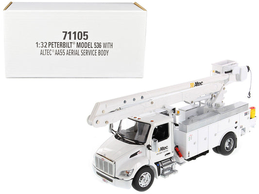 Peterbilt 536 Truck with Altec AA55 Aerial Service Body White "Transport Series" 1/32 Diecast Model by Diecast Masters LuxuryLifeWay Online Store