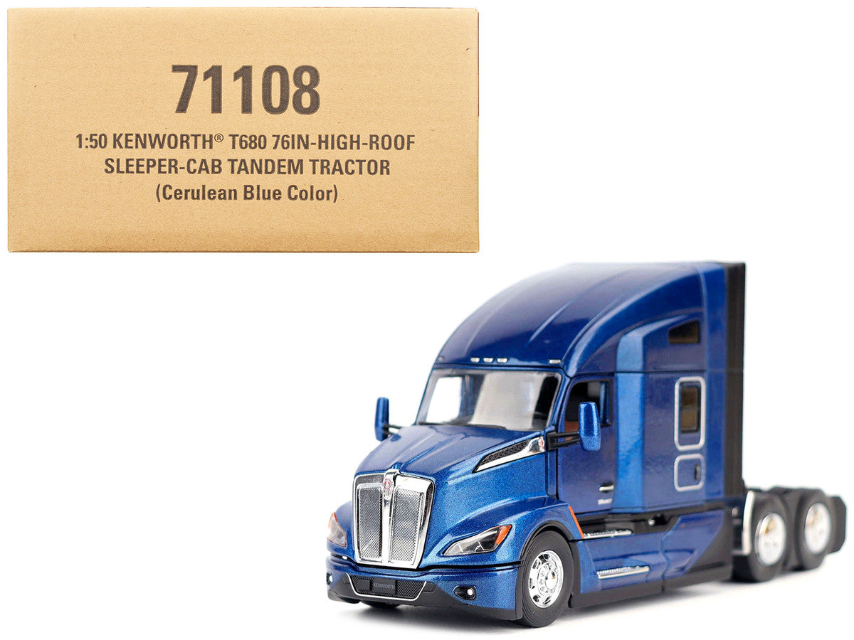 Kenworth T680 Truck Tractor Deep Cerulean Blue Metallic "Transport Series" 1/50 Diecast Model by Diecast Masters LuxuryLifeWay Online Store