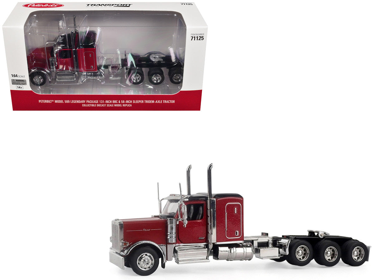 Peterbilt 589 Tridem-Axle Legendary Package Truck Tractor with 58" Sleeper Legendary Red "Transport Series" 1/64 Diecast Model by Diecast Masters LuxuryLifeWay Online Store