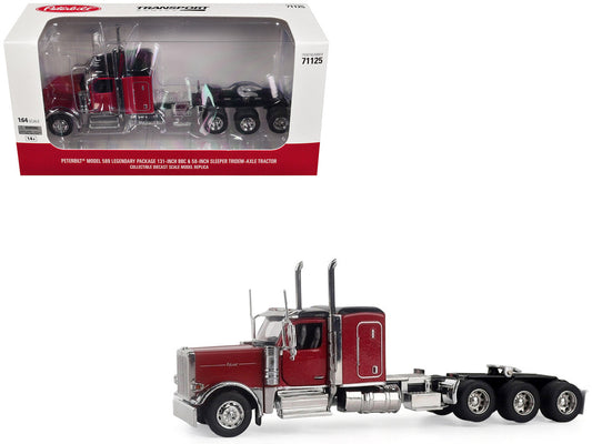 Peterbilt 589 Tridem-Axle Legendary Package Truck Tractor with 58" Sleeper Legendary Red "Transport Series" 1/64 Diecast Model by Diecast Masters LuxuryLifeWay Online Store