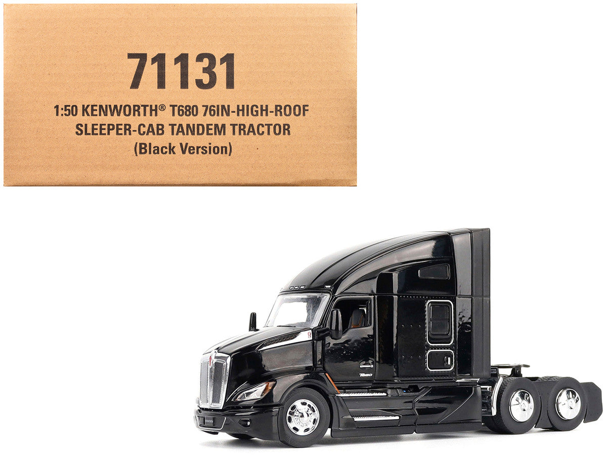 Kenworth T680 76" High Roof Sleeper Cab Truck Tractor Black "Transport Series" 1/50 Diecast Model by Diecast Masters LuxuryLifeWay Online Store