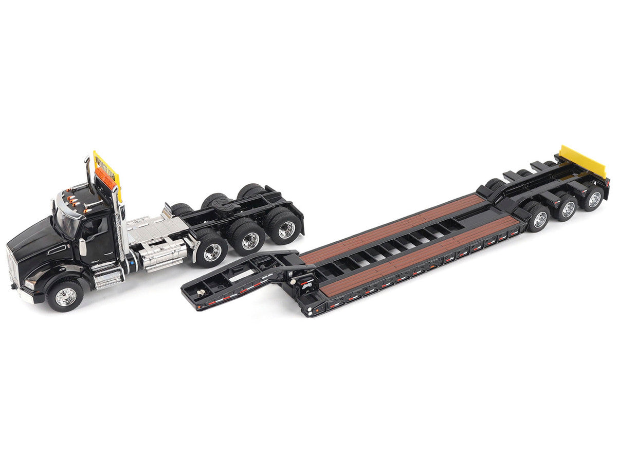 Kenworth T880 SBFA Tridem Truck with Trail King HDG Lowboy Trailer Black "Transport Series" 1/50 Diecast Model by Diecast Masters LuxuryLifeWay Online Store