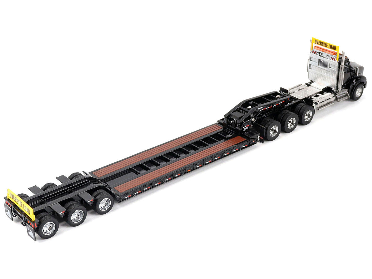 Kenworth T880 SBFA Tridem Truck with Trail King HDG Lowboy Trailer Black "Transport Series" 1/50 Diecast Model by Diecast Masters LuxuryLifeWay Online Store