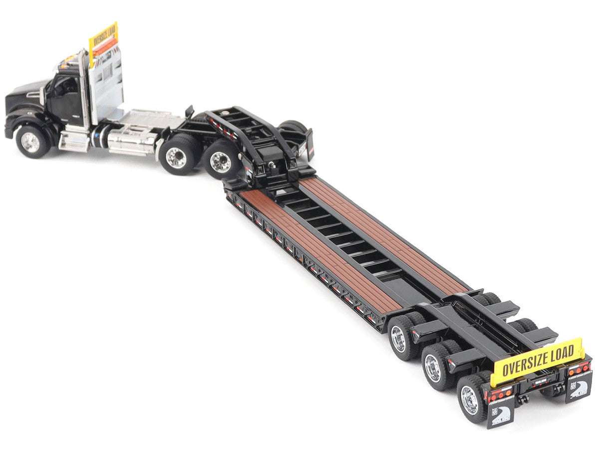 Kenworth T880 SBFA Tridem Truck with Trail King HDG Lowboy Trailer Black "Transport Series" 1/50 Diecast Model by Diecast Masters LuxuryLifeWay Online Store