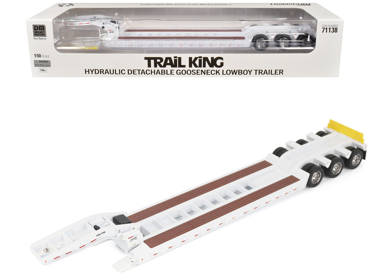 Trail King TK120 Hydraulic Detachable Gooseneck Lowboy Trailer White (Regular Version) "Transport Series" 1/50 Diecast Model by Diecast Masters LuxuryLifeWay Online Store