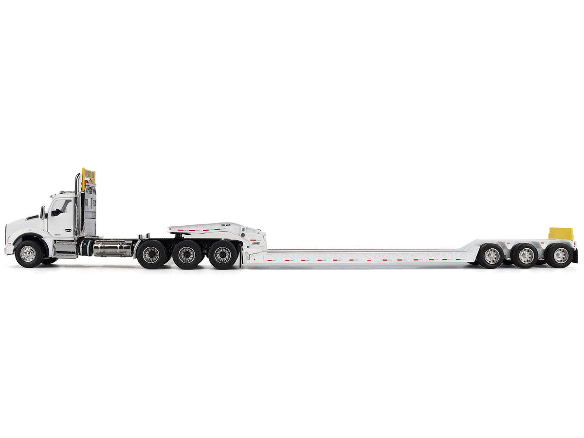 Kenworth T880 SBFA Tridem Truck with Trail King HDG Lowboy Trailer White "Transport Series" 1/50 Diecast Model by Diecast Masters LuxuryLifeWay Online Store