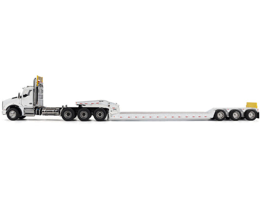 Kenworth T880 SBFA Tridem Truck with Trail King HDG Lowboy Trailer White "Transport Series" 1/50 Diecast Model by Diecast Masters LuxuryLifeWay Online Store