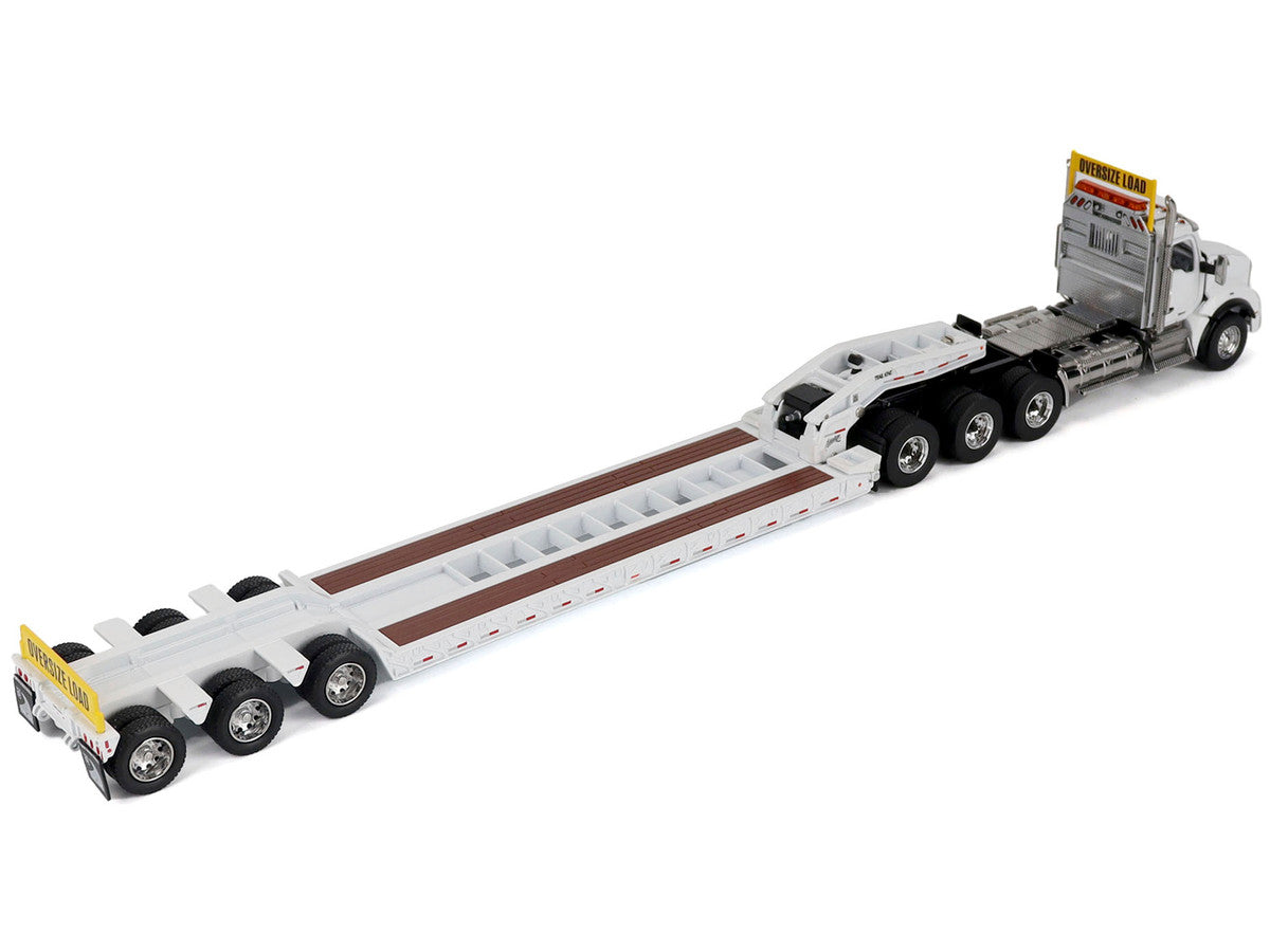 Kenworth T880 SBFA Tridem Truck with Trail King HDG Lowboy Trailer White "Transport Series" 1/50 Diecast Model by Diecast Masters LuxuryLifeWay Online Store