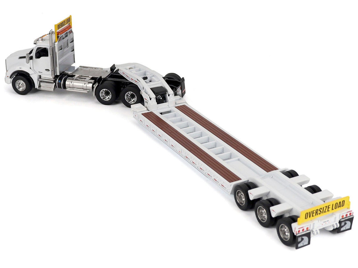 Kenworth T880 SBFA Tridem Truck with Trail King HDG Lowboy Trailer White "Transport Series" 1/50 Diecast Model by Diecast Masters LuxuryLifeWay Online Store