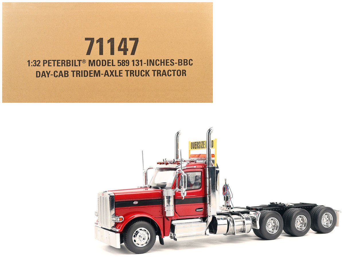 Peterbilt 589 Tridem-Axle Truck Tractor with Day Cab Legendary Red "Transport Series" 1/32 Diecast Model by Diecast Masters LuxuryLifeWay Online Store