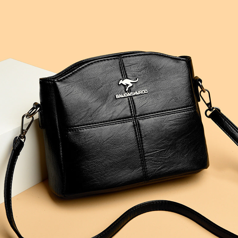 Korean-style Womens Shoulder Soft Leather Versatile Design Large Capacity And Embroidered Crossbody Bag LadyShow.Store