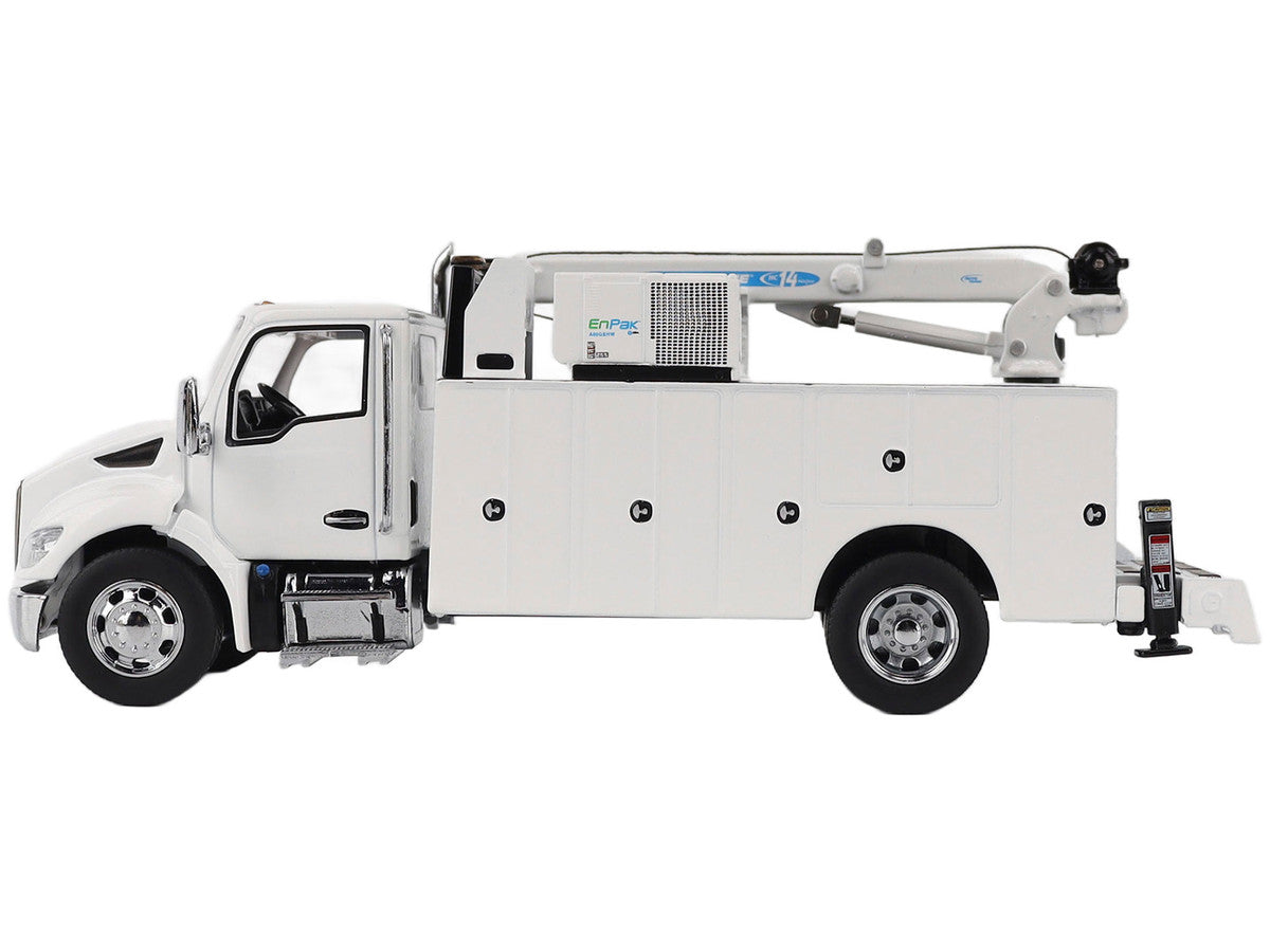 Kenworth T380 Auto-Crane Titan 85-Body HC14-Crane Work Truck with Miller EnPak White "Transport Series" 1/50 Diecast Model by Diecast Masters LuxuryLifeWay Online Store