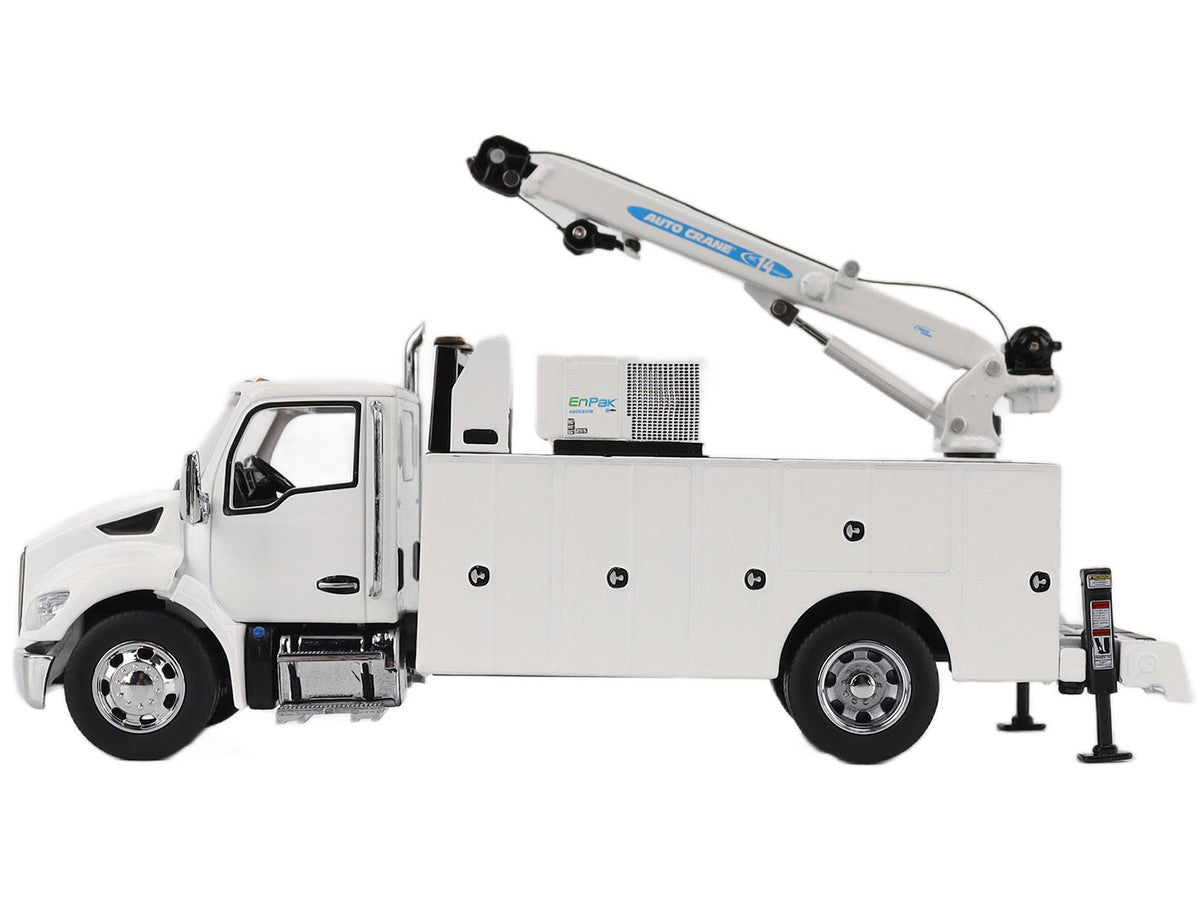 Kenworth T380 Auto-Crane Titan 85-Body HC14-Crane Work Truck with Miller EnPak White "Transport Series" 1/50 Diecast Model by Diecast Masters LuxuryLifeWay Online Store
