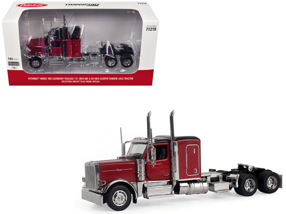 Peterbilt 589 Tandem-Axle Legendary Package Truck Tractor with 58" Sleeper Legendary Red "Transport Series" 1/64 Diecast Model by Diecast Masters LuxuryLifeWay Online Store