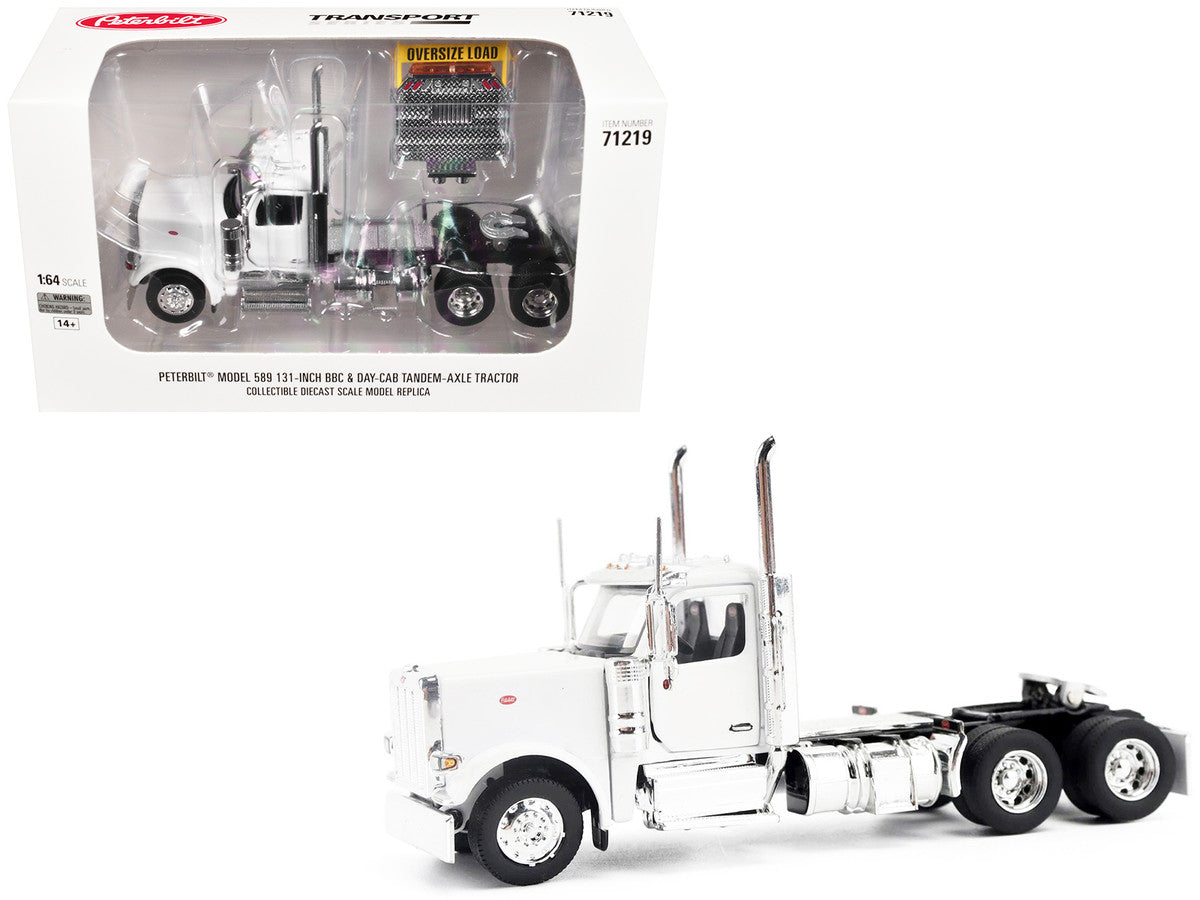 Peterbilt 589 Tandem-Axle Legendary Package Truck Tractor with 58" Sleeper White "Transport Series" 1/64 Diecast Model by Diecast Masters LuxuryLifeWay Online Store
