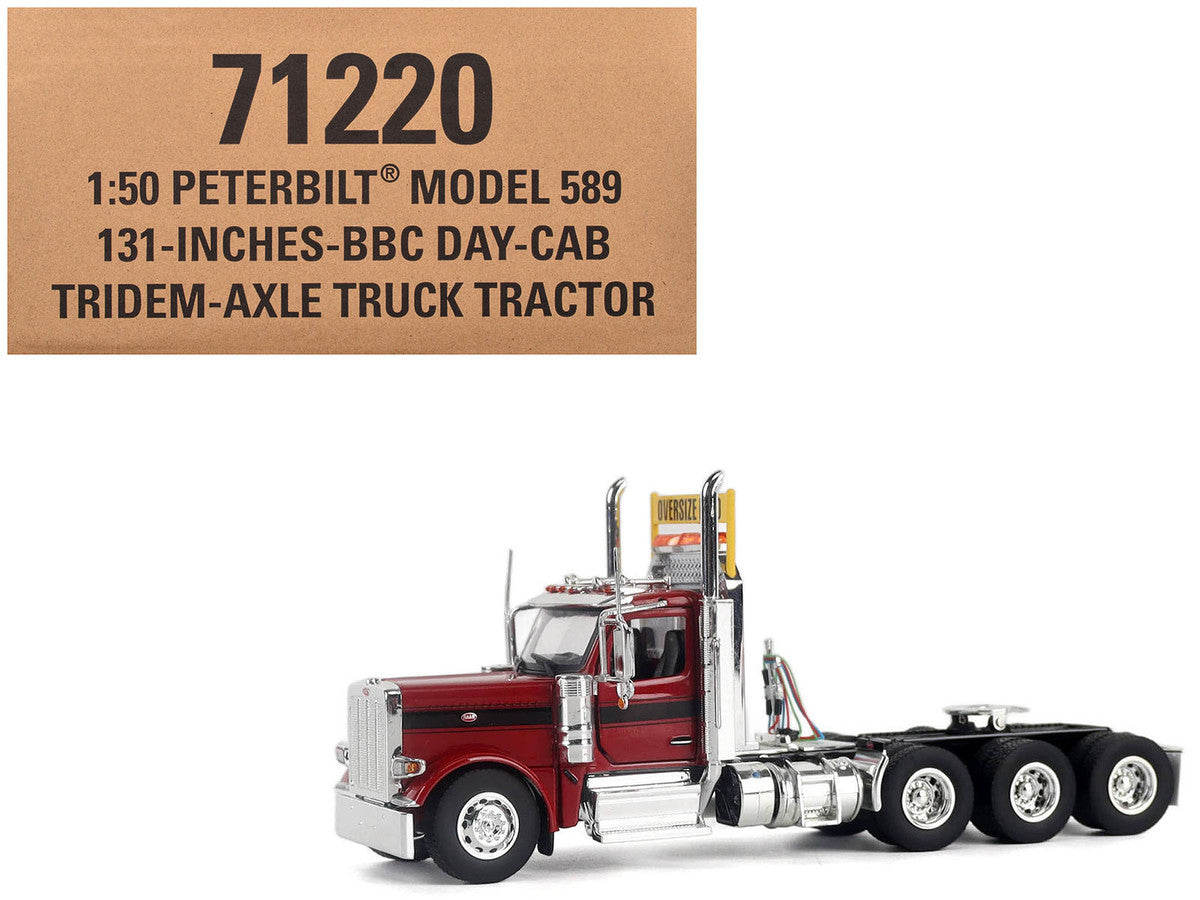 Peterbilt 589 Truck Tractor with Day Cab Legendary Red "Transport Series" 1/50 Diecast Model by Diecast Masters LuxuryLifeWay Online Store