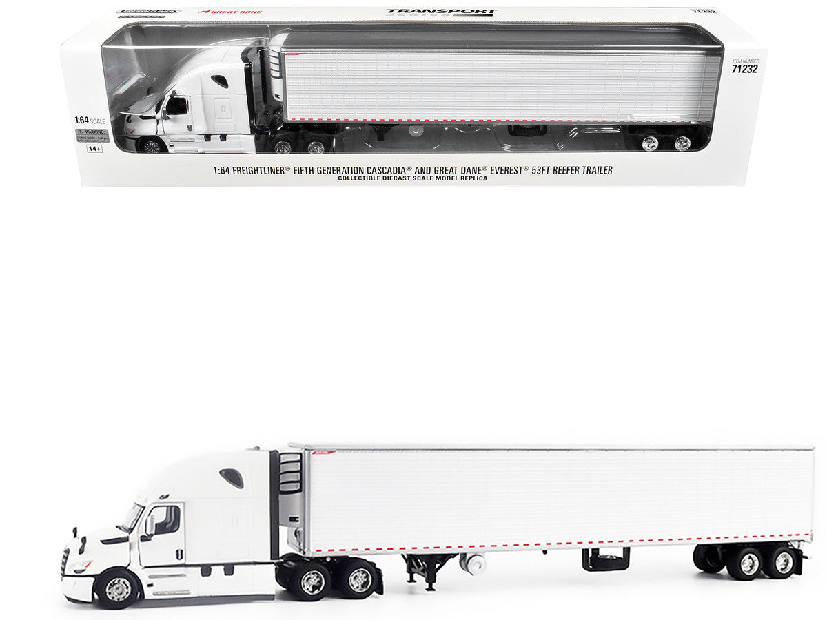2025 Freightliner Cascadia Gen-5 Truck Tractor with Sleeper and Great Dane Champion 53ft Refrigerated Trailer Winter White "Transport Series" 1/64 Diecast Model by Diecast Masters LuxuryLifeWay Online Store