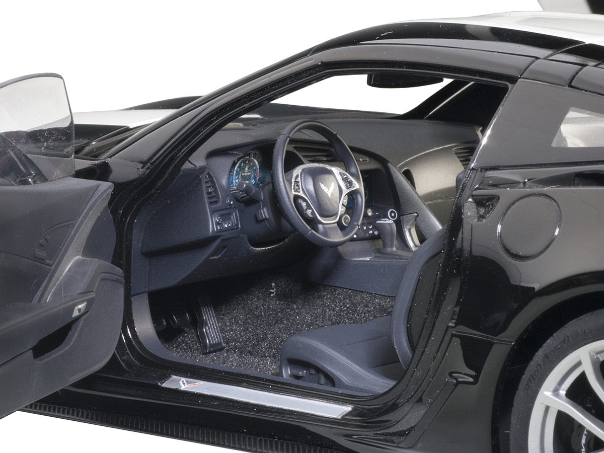 2017 Chevrolet Corvette C7 Grand Sport Black with White Stripe and Yellow Fender Hash Marks 1/18 Model Car by Autoart LuxuryLifeWay Online Store