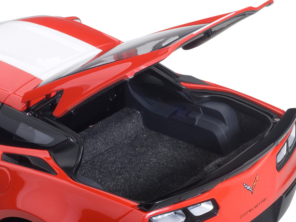 2017 Chevrolet Corvette C7 Grand Sport Red with White Stripe and Black Fender Hash Marks 1/18 Model Car by Autoart LuxuryLifeWay Online Store