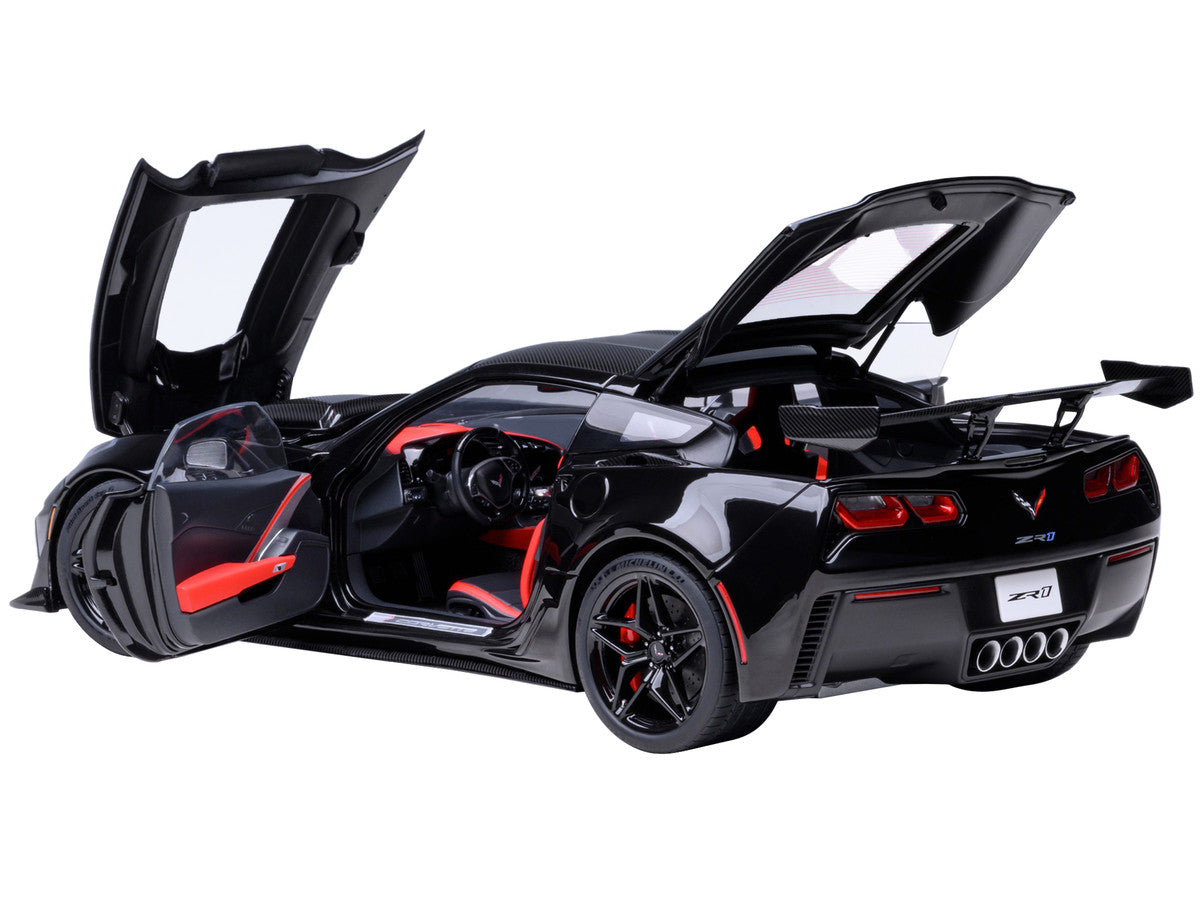 2019 Chevrolet Corvette C7 ZR1 Black with Carbon Top 1/18 Model Car by Autoart LuxuryLifeWay Online Store