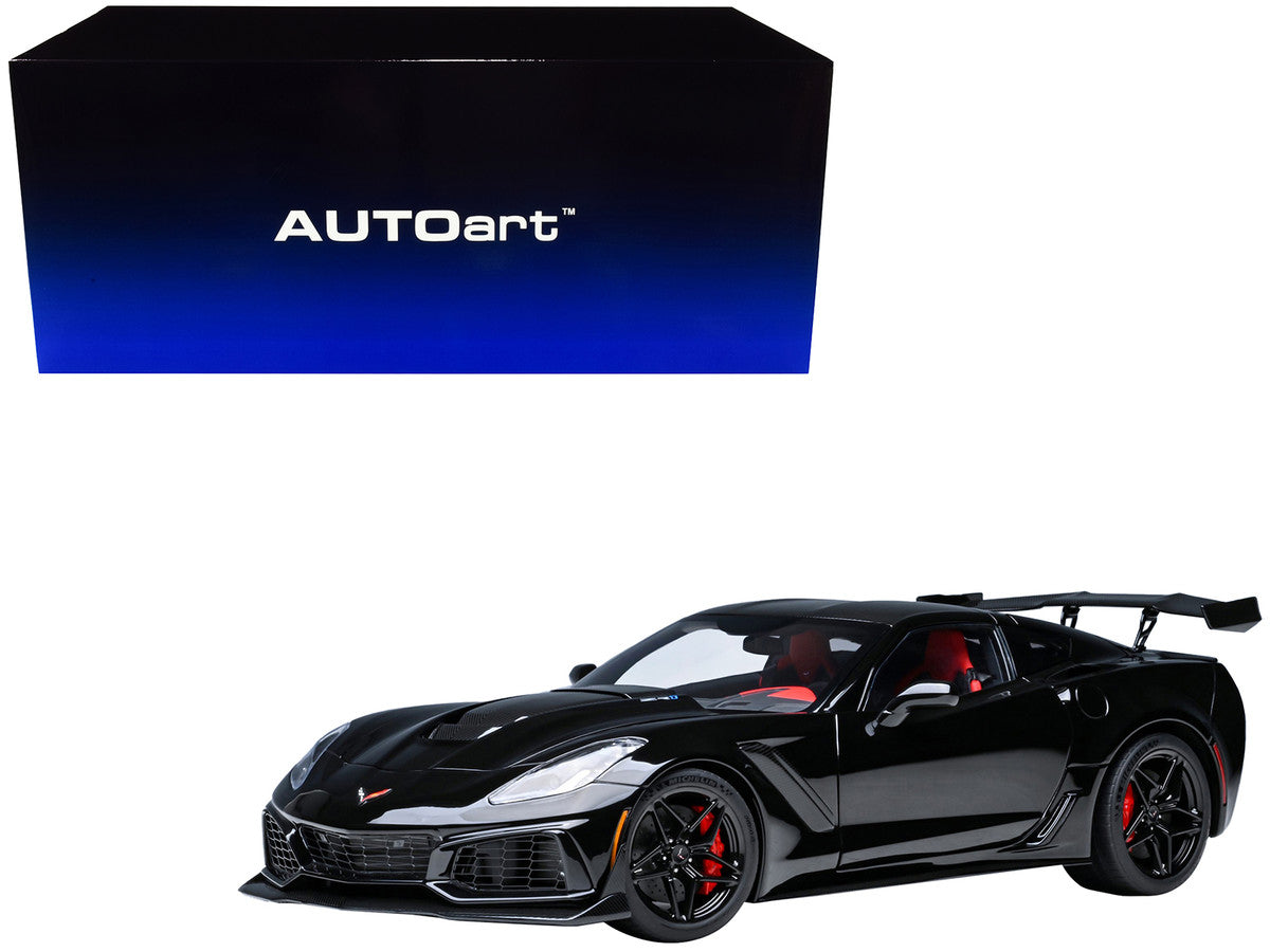 2019 Chevrolet Corvette C7 ZR1 Black with Carbon Top 1/18 Model Car by Autoart LuxuryLifeWay Online Store