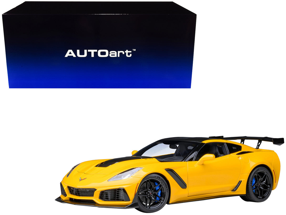 2019 Chevrolet Corvette C7 ZR1 Corvette Racing Yellow Tintcoat with Carbon Top 1/18 Model Car by Autoart LuxuryLifeWay Online Store