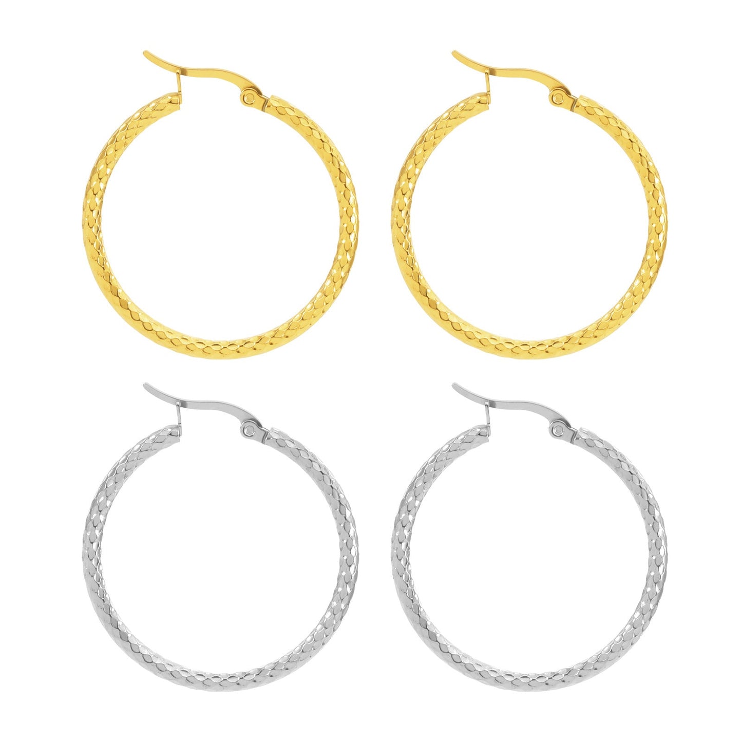 18K Gold-plated Dense Emboss Round Ring Earrings Advanced Sense LadyShow.Store