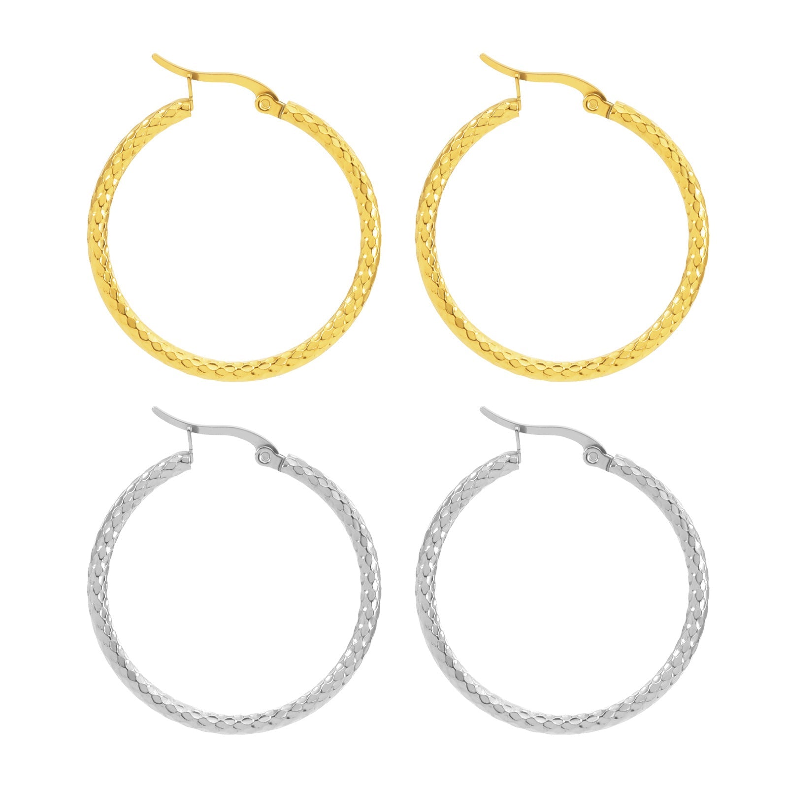 18K Gold-plated Dense Emboss Round Ring Earrings Advanced Sense LadyShow.Store