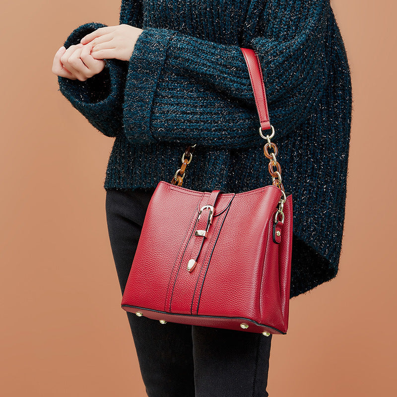 Leather Handbags Large Capacity Bucket Bag LadyShow.Store