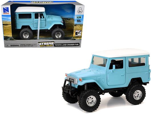 Toyota Land Cruiser FJ40 Light Blue with White Top "Xtreme Off-Road" Series 1/24 Diecast Model by New Ray LuxuryLifeWay Online Store