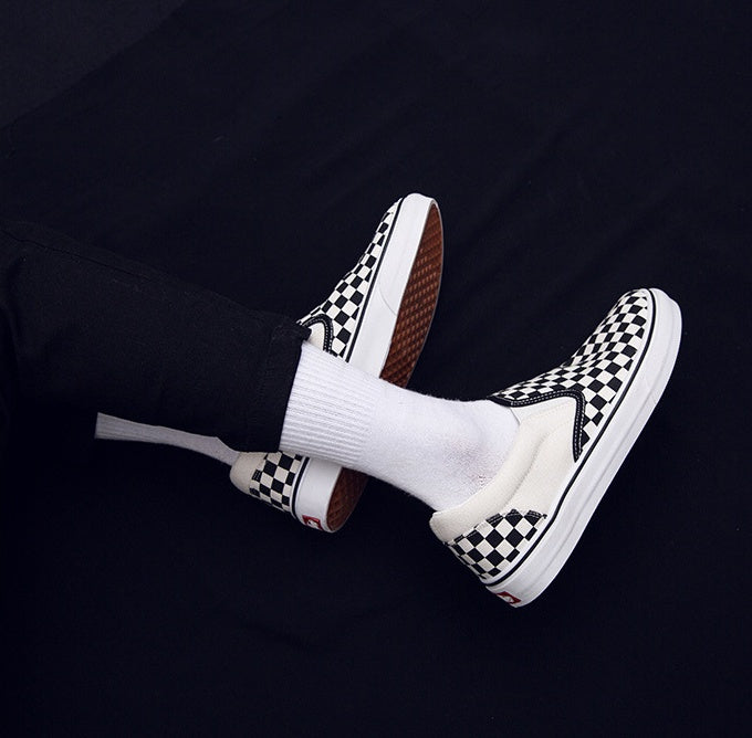 Korean version of casual wild students low to help men's shoes Harajuku ulzzang lattice one pedal men canvas shoes lazy Best YouTube Store