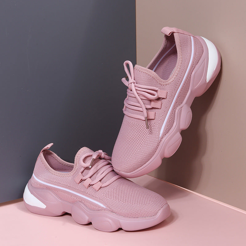 Sneakers Flying Woven Mesh Shoes Breathable Running Dad Shoes LadyShow.Store