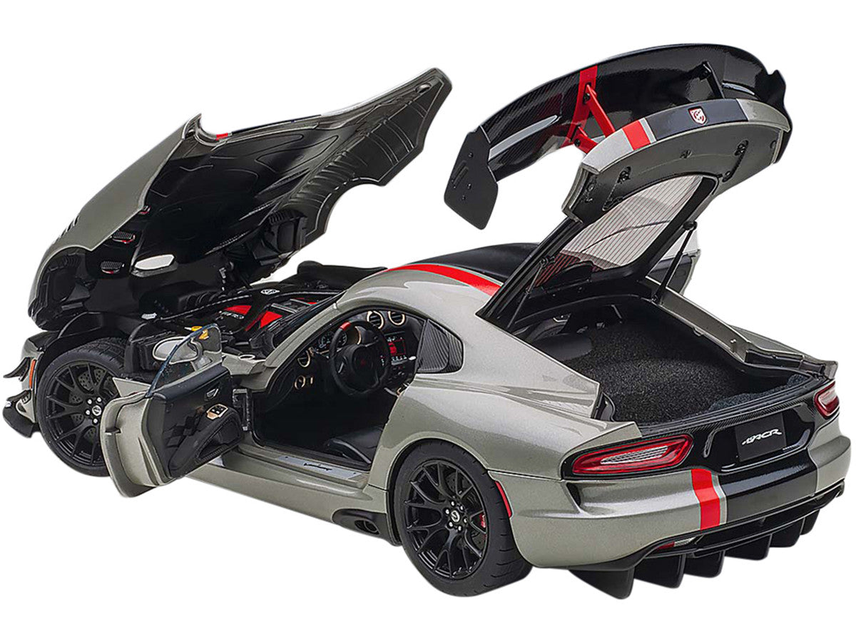 2017 Dodge Viper ACR Billet Silver Metallic with Black and Red Stripes 1/18 Model Car by Autoart LuxuryLifeWay Online Store