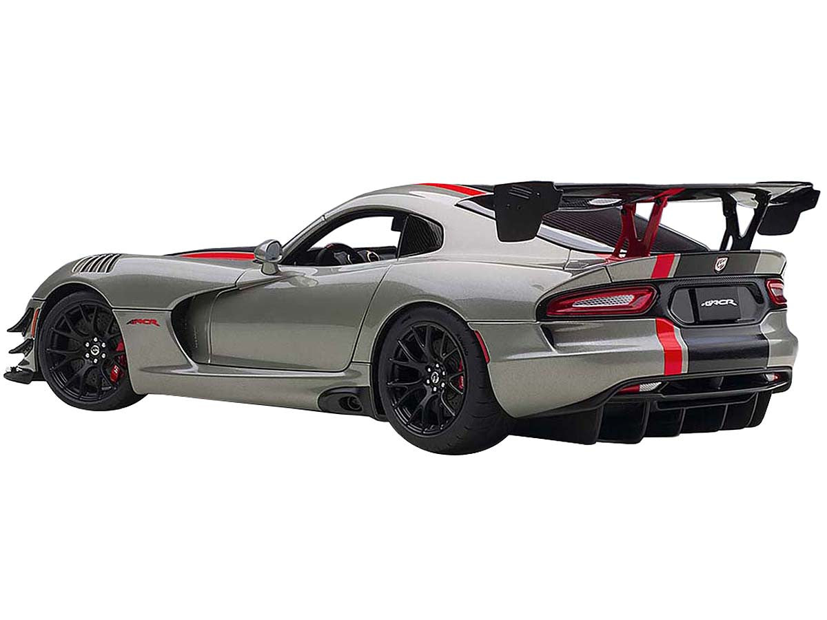 2017 Dodge Viper ACR Billet Silver Metallic with Black and Red Stripes 1/18 Model Car by Autoart LuxuryLifeWay Online Store