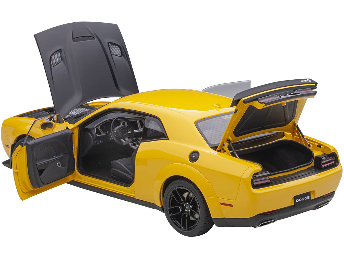 Dodge Challenger SRT Hellcat Widebody Yellow Jacket with Satin Black Hood 1/18 Model Car by Autoart LuxuryLifeWay Online Store