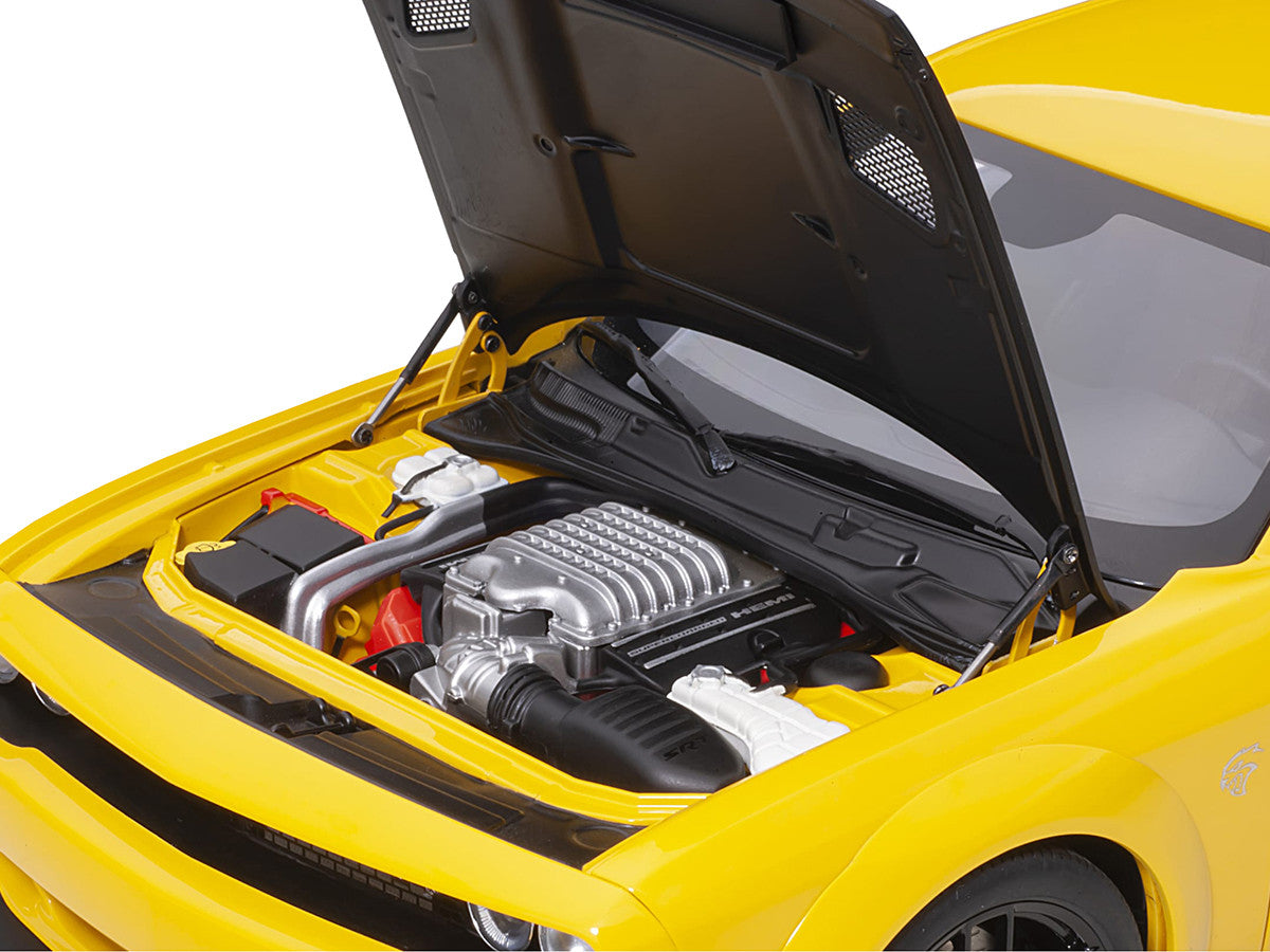 Dodge Challenger SRT Hellcat Widebody Yellow Jacket with Satin Black Hood 1/18 Model Car by Autoart LuxuryLifeWay Online Store
