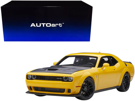 Dodge Challenger SRT Hellcat Widebody Yellow Jacket with Satin Black Hood 1/18 Model Car by Autoart LuxuryLifeWay Online Store
