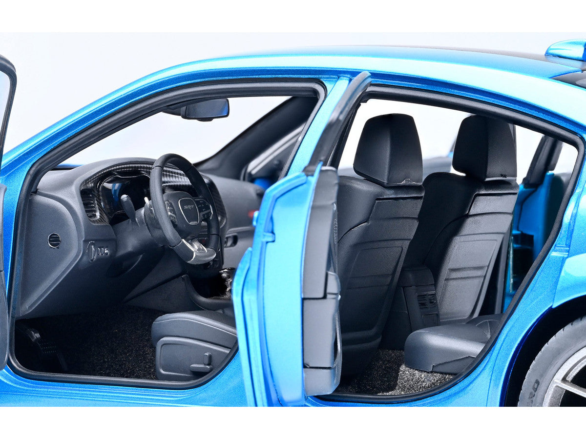 Dodge Charger SRT Hellcat Redeye B5 Blue Metallic with Carbon Stripes 1/18 Model Car by Autoart LuxuryLifeWay Online Store