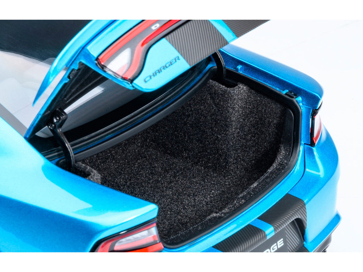 Dodge Charger SRT Hellcat Redeye B5 Blue Metallic with Carbon Stripes 1/18 Model Car by Autoart LuxuryLifeWay Online Store