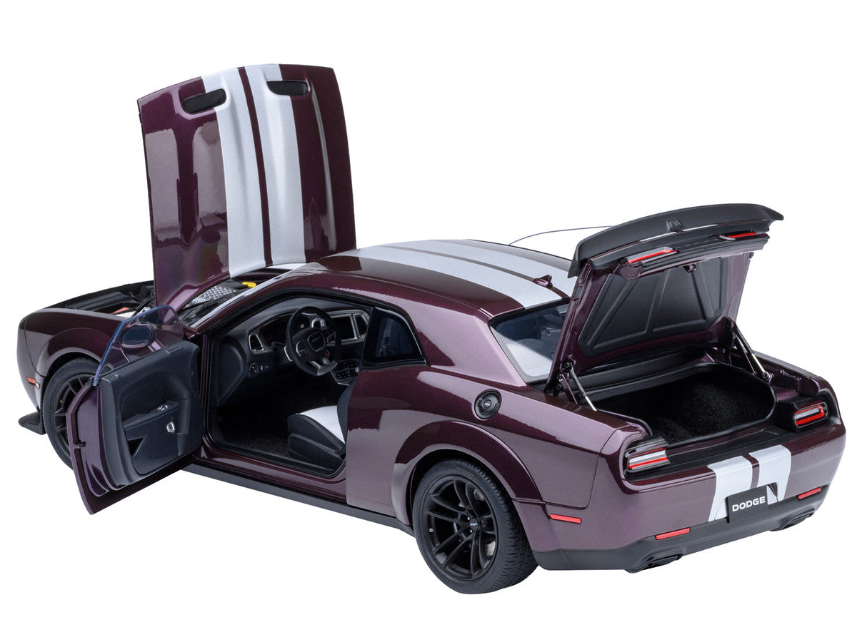 2022 Dodge Challenger SRT Jailbreak Hellraisin Purple with White Stripes 1/18 Model Car by Autoart LuxuryLifeWay Online Store