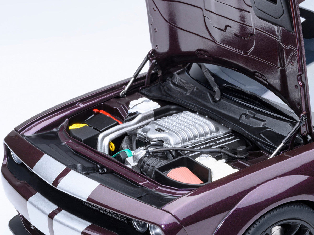2022 Dodge Challenger SRT Jailbreak Hellraisin Purple with White Stripes 1/18 Model Car by Autoart LuxuryLifeWay Online Store