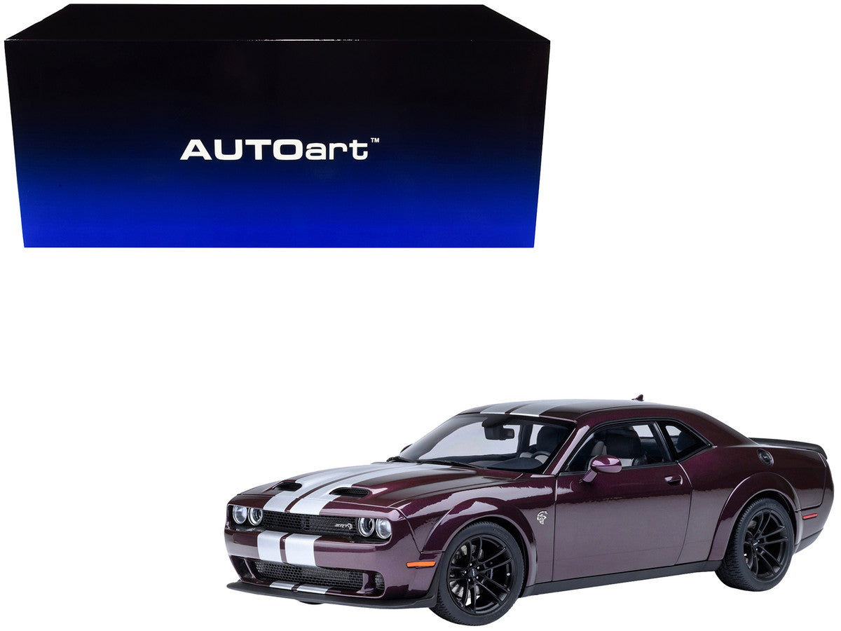 2022 Dodge Challenger SRT Jailbreak Hellraisin Purple with White Stripes 1/18 Model Car by Autoart LuxuryLifeWay Online Store