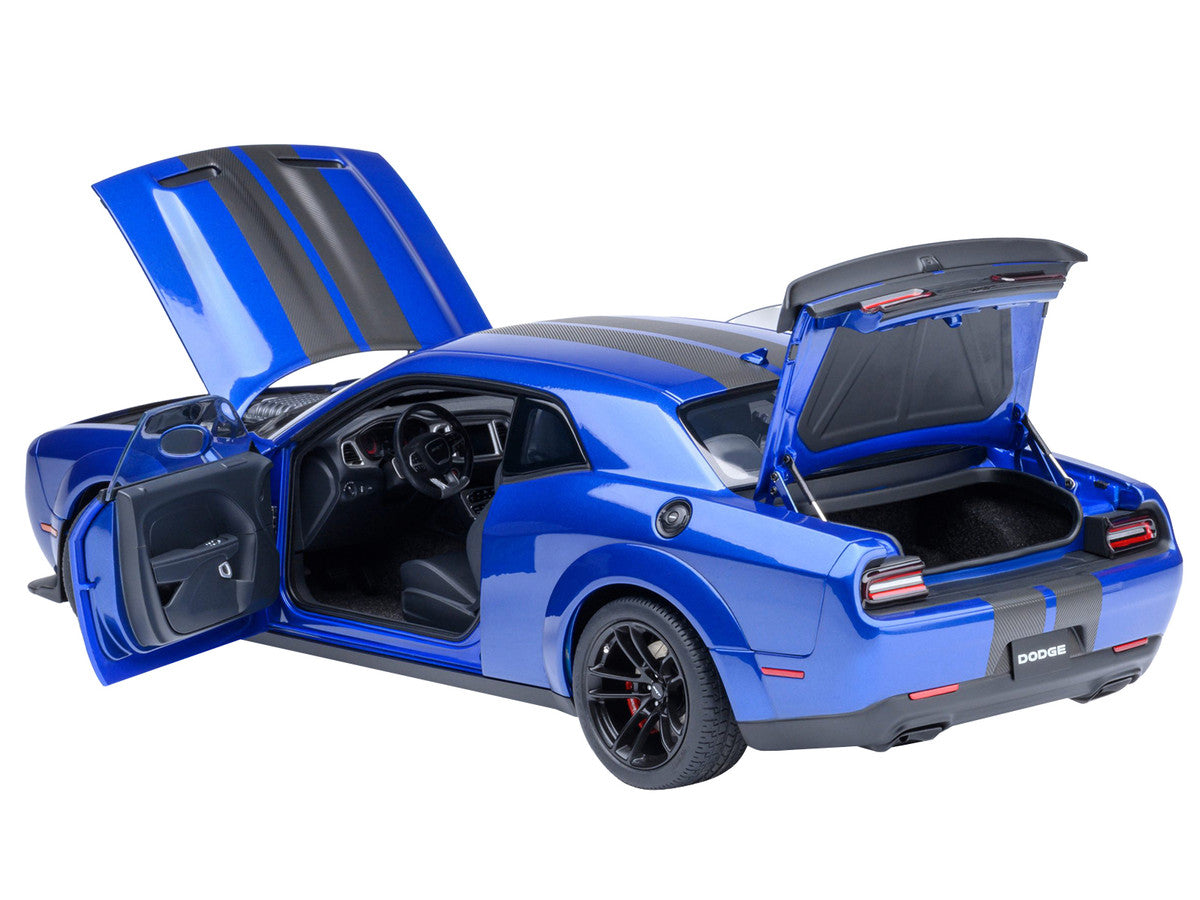 2022 Dodge Challenger SRT Jailbreak Indigo Blue Metallic with Carbon Stripes 1/18 Model Car by Autoart LuxuryLifeWay Online Store