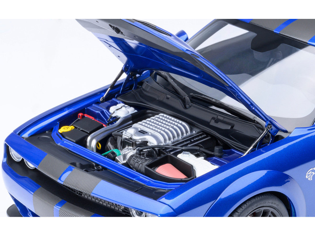 2022 Dodge Challenger SRT Jailbreak Indigo Blue Metallic with Carbon Stripes 1/18 Model Car by Autoart LuxuryLifeWay Online Store