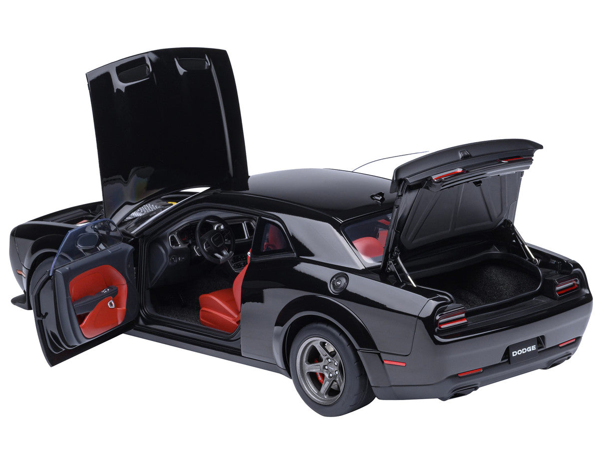2023 Dodge Challenger SRT Super Stock Pitch Black with Red Interior 1/18 Model Car by Autoart LuxuryLifeWay Online Store