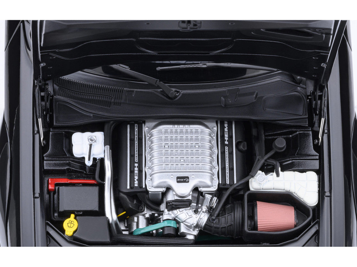 2023 Dodge Challenger SRT Super Stock Pitch Black with Red Interior 1/18 Model Car by Autoart LuxuryLifeWay Online Store